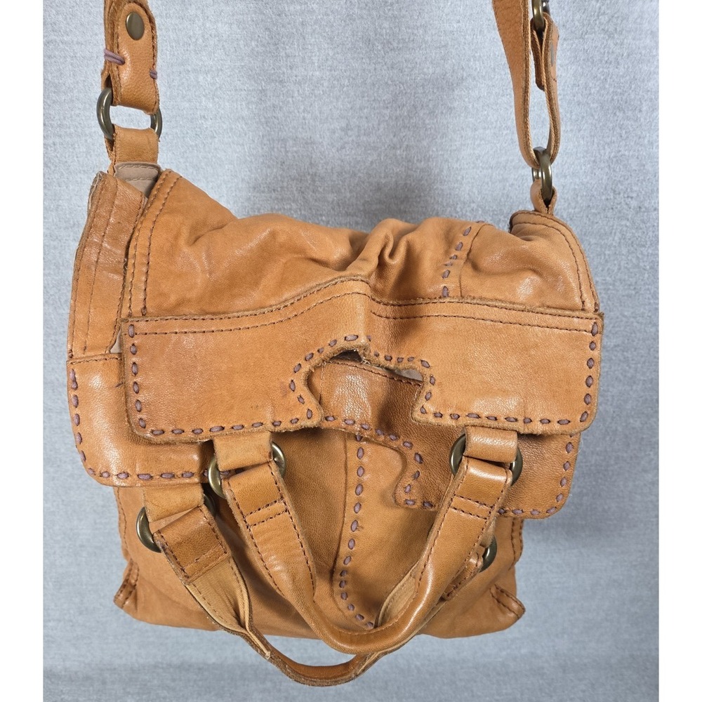 LUCKY BRAND Abbey Road Lamb Leather Boho Fold Over Crossbody Messenger Bag Retro